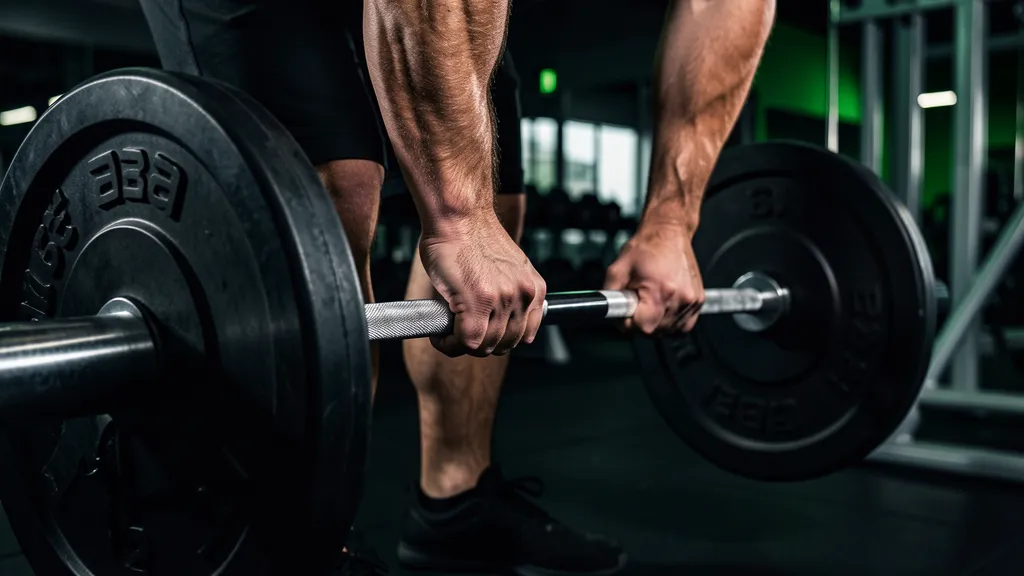 Person, die Gewichte in einem Fitnessstudio hebt
